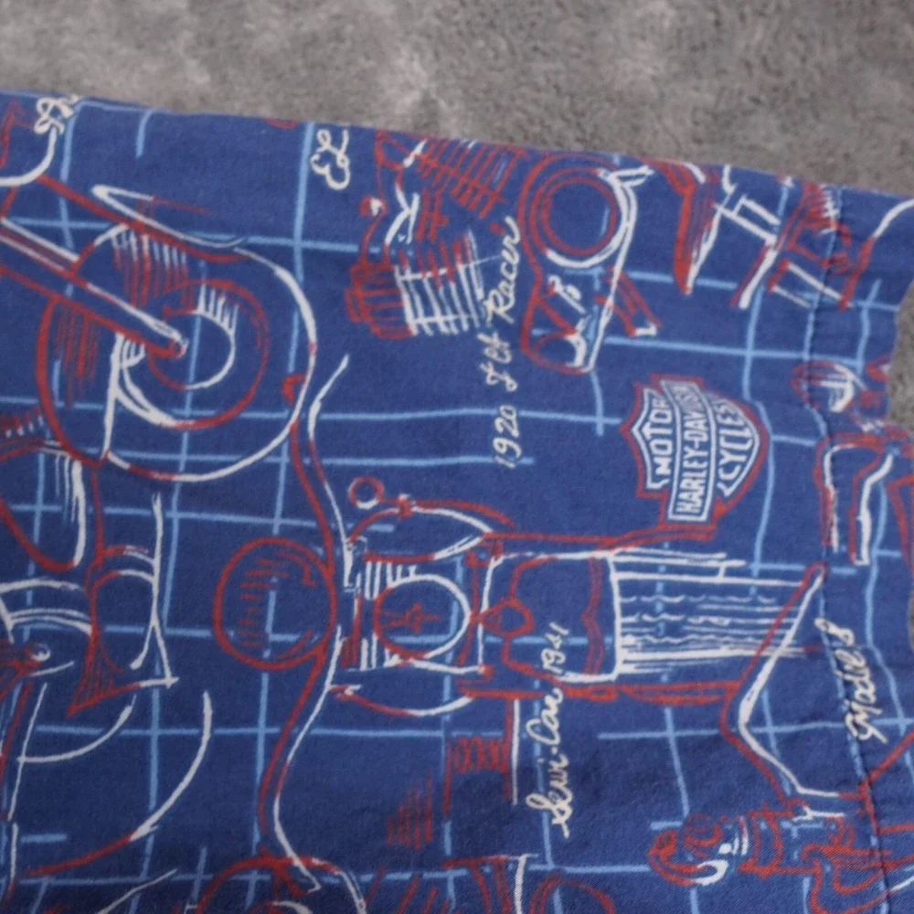 VTG Harley Davidson Tori Richard‎ Hawaiian Shirt Large USA FLH Duo-Glide 1958